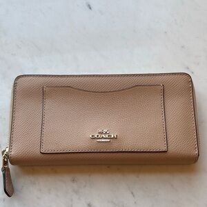 Coach Beige Leather Zip Wallet